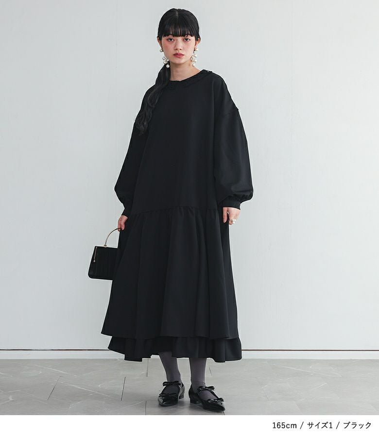 somari imagination襟レースフレアワンピース』