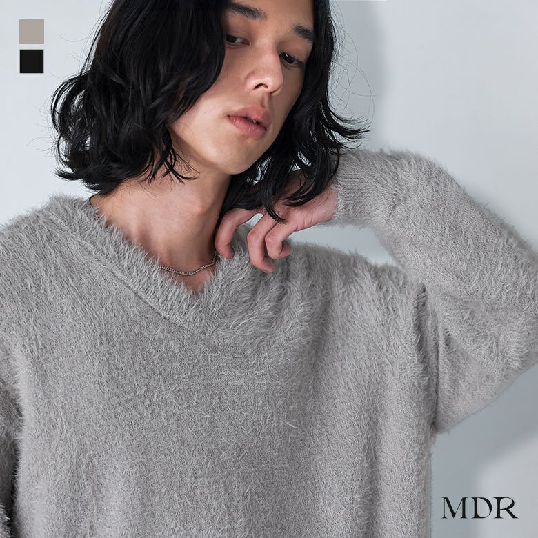 MDRシャギーVネックニットトップス』