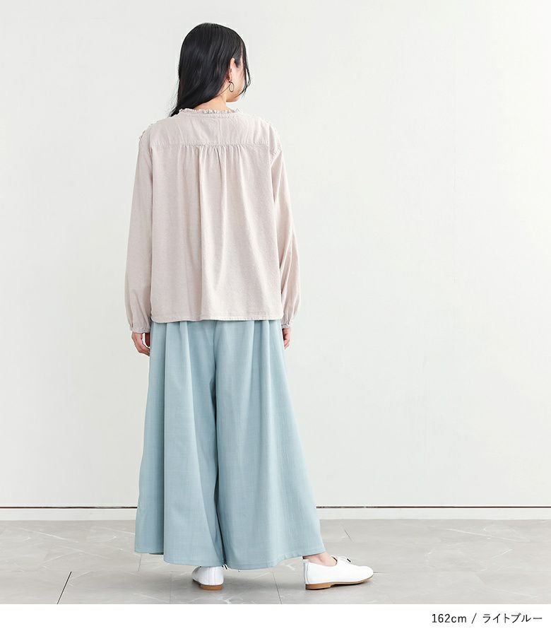 n'OrLABELリネンライクタックガウチョパンツ』