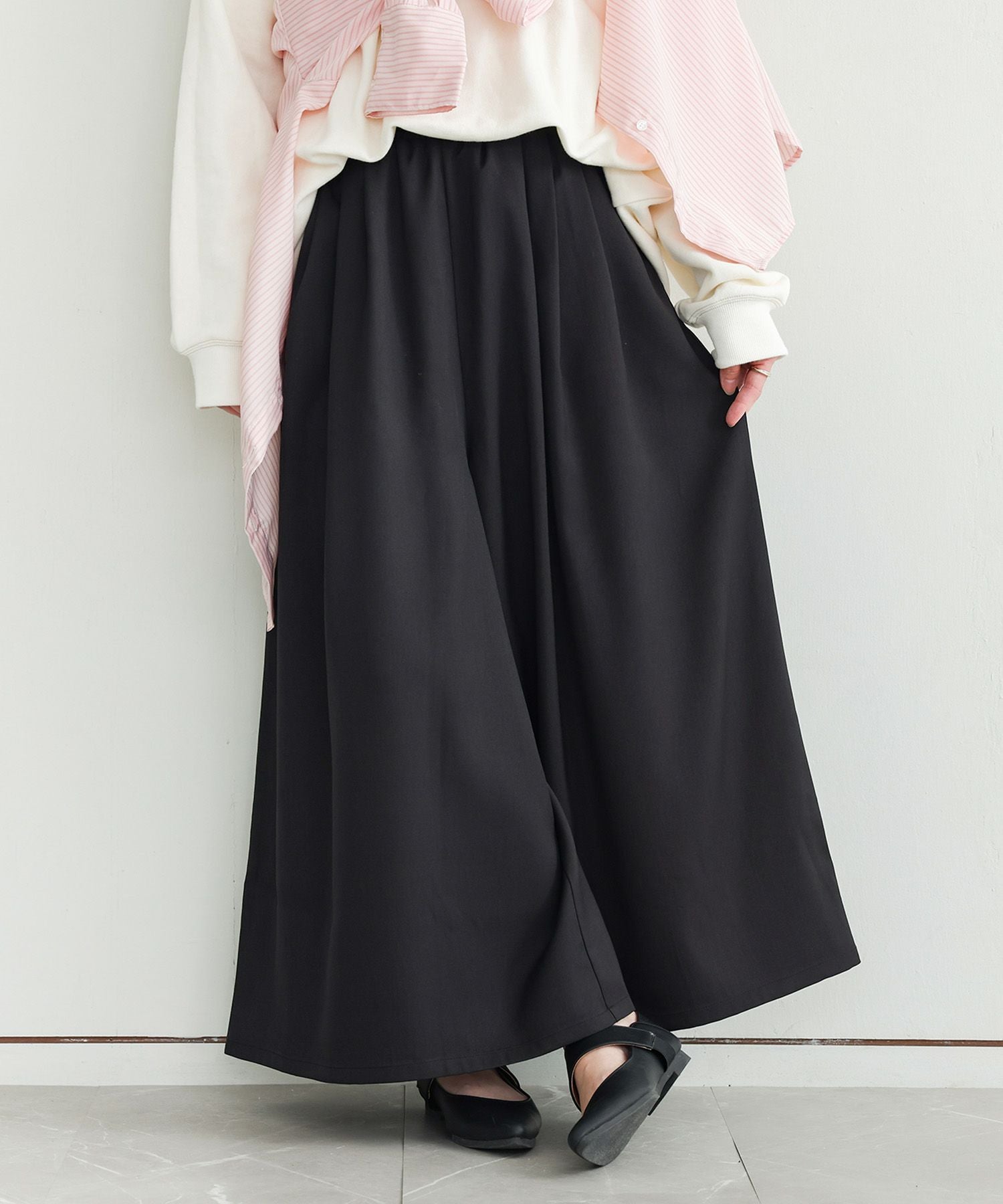 n'OrLABELリネンライクタックガウチョパンツ』