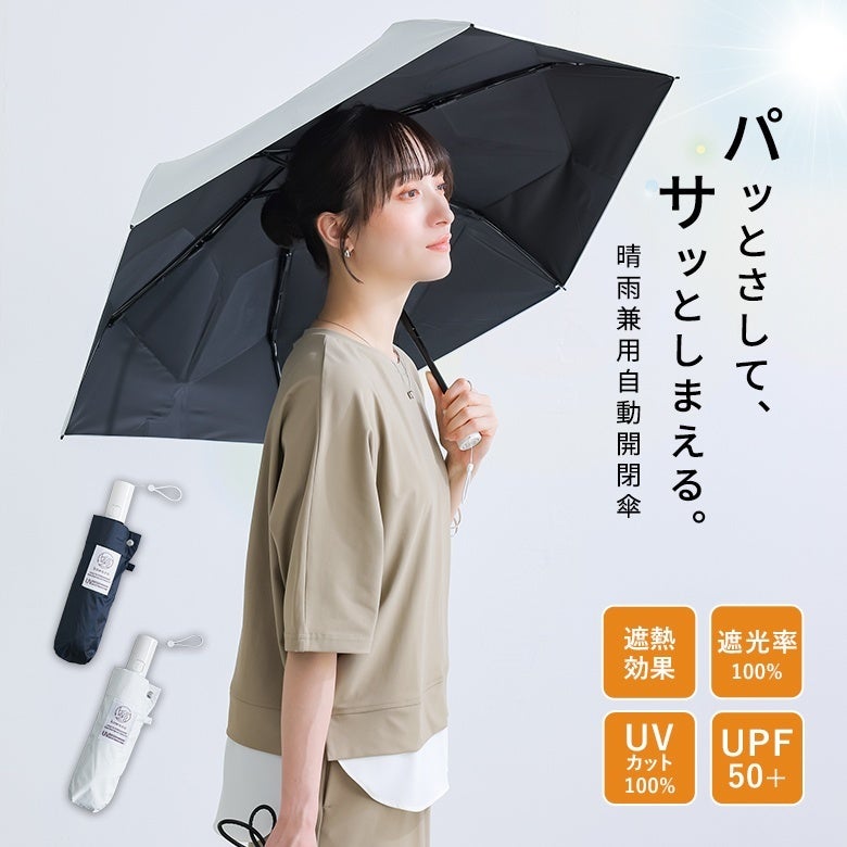 形状記憶で簡単に折りたためる自動開閉日傘