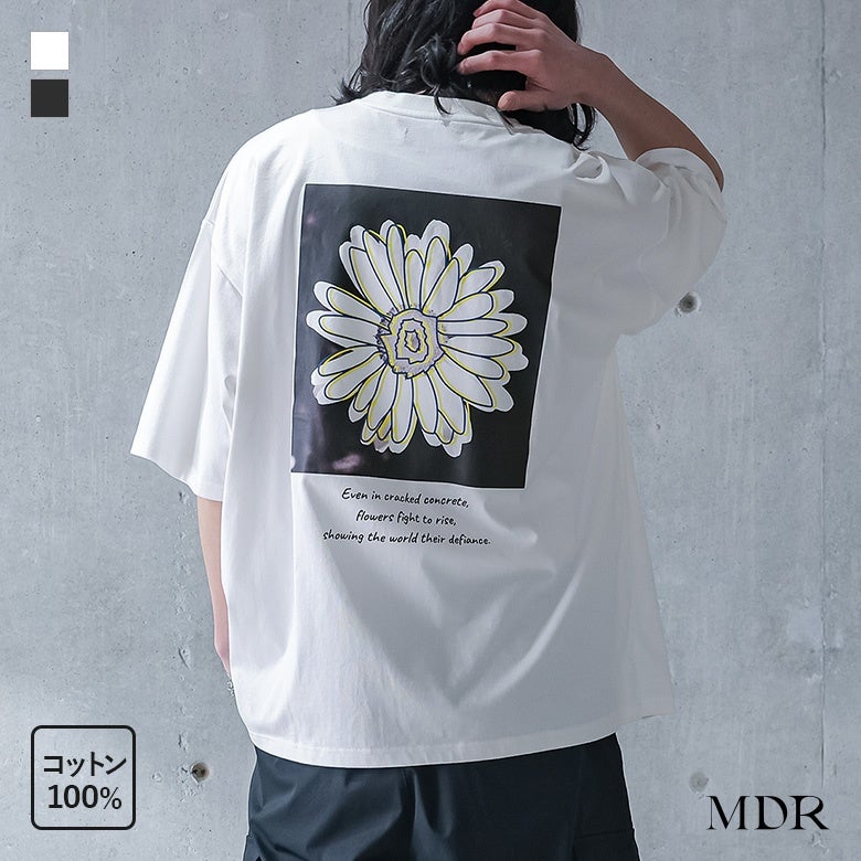MDR(エムディアール)フラワードローイングオーバーサイズ半袖Tシャツ