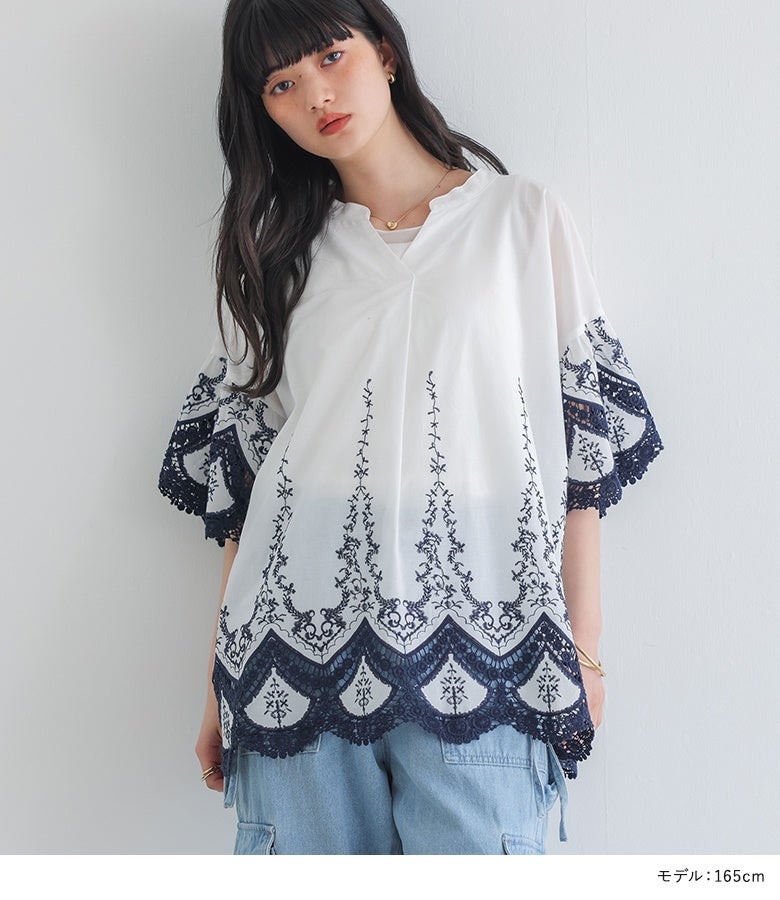 somari imagination配色刺繍ブラウス』