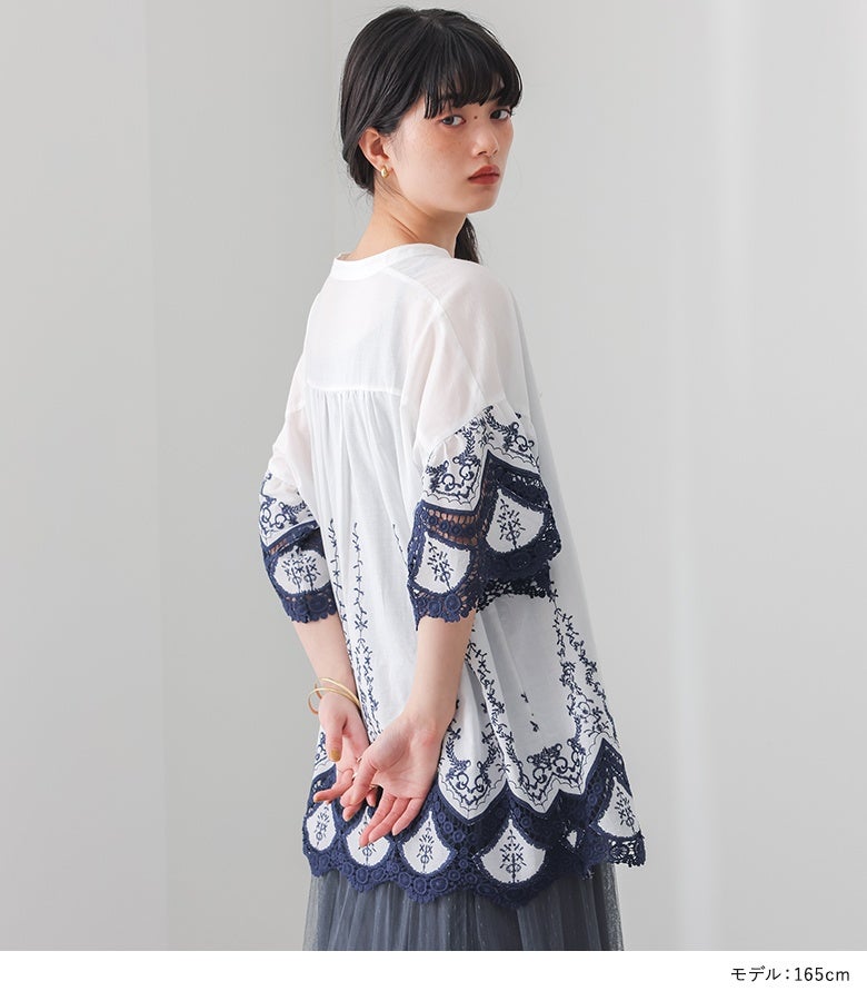 somari imagination配色刺繍ブラウス』