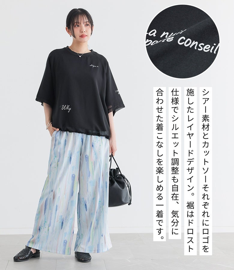 シアーレイヤードドロストロゴTシャツ』