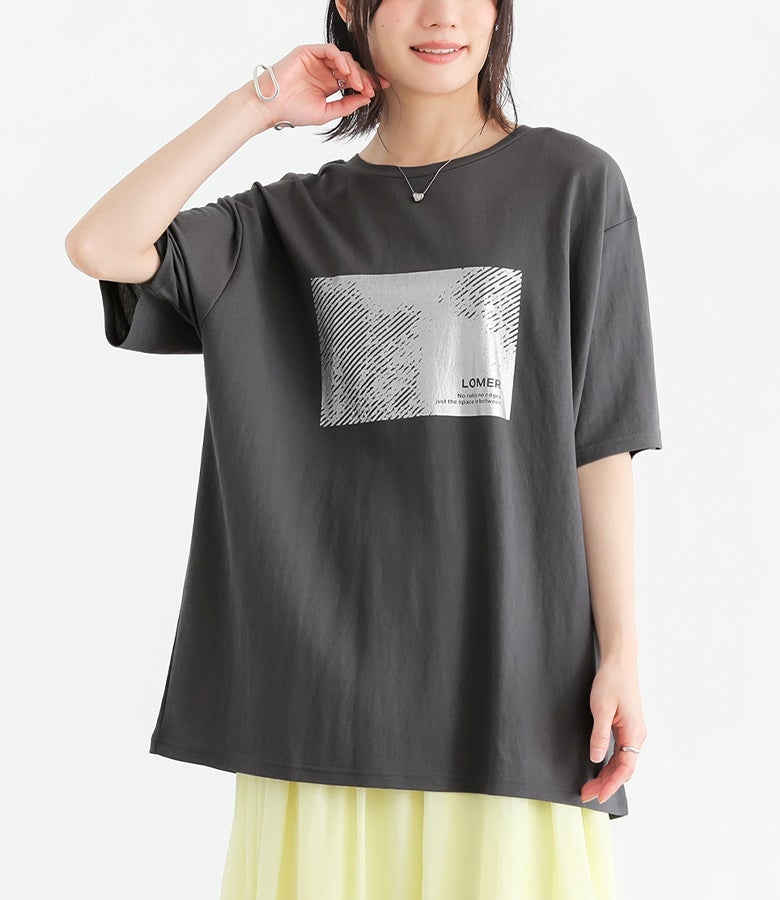 箔かすれプリント接触冷感Tシャツ』