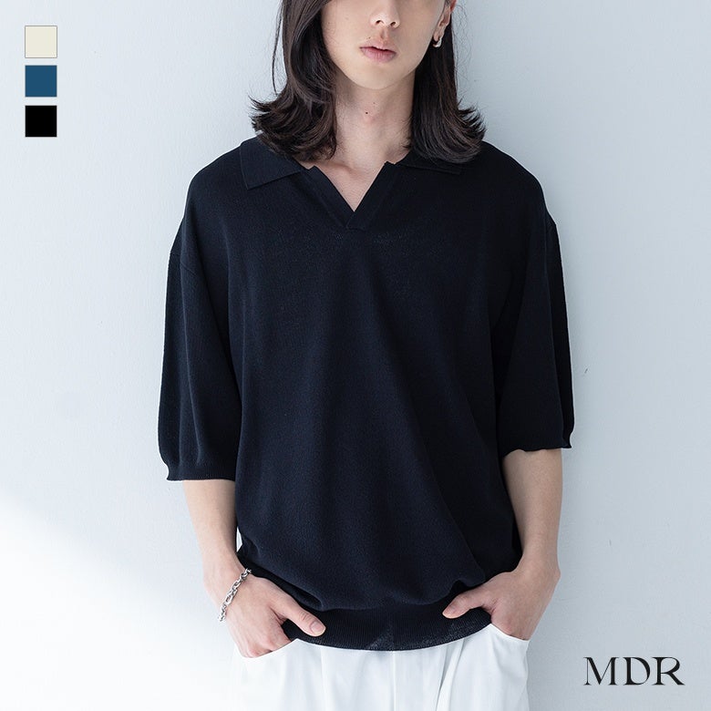 MDR(エムディアール)リネンタッチスキッパーポロ