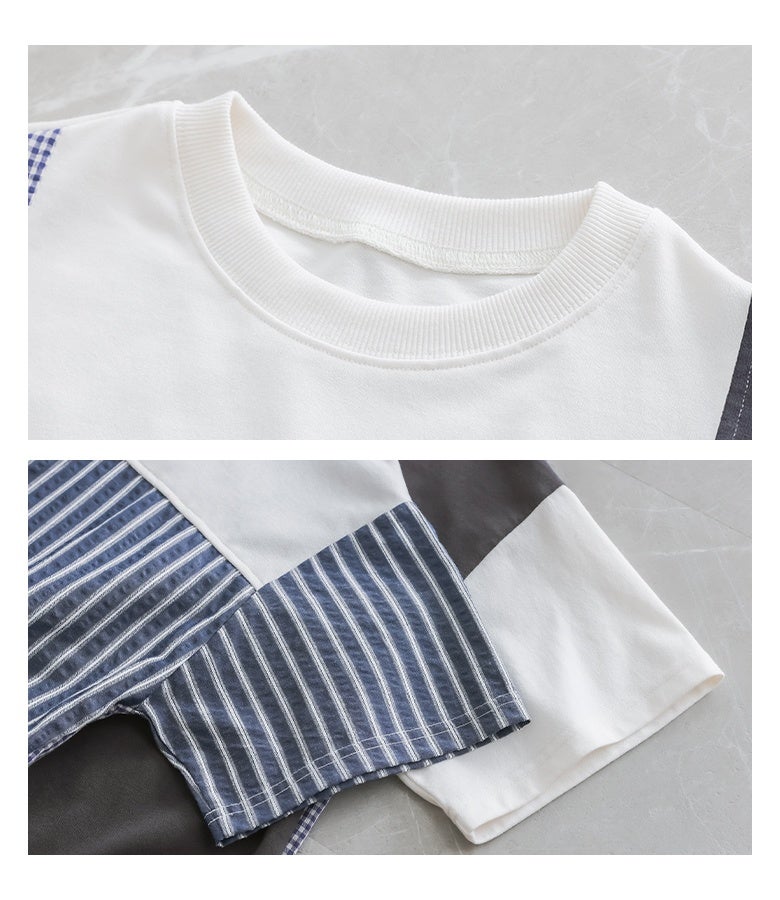 異素材パッチワークコクーンシルエットTシャツ』