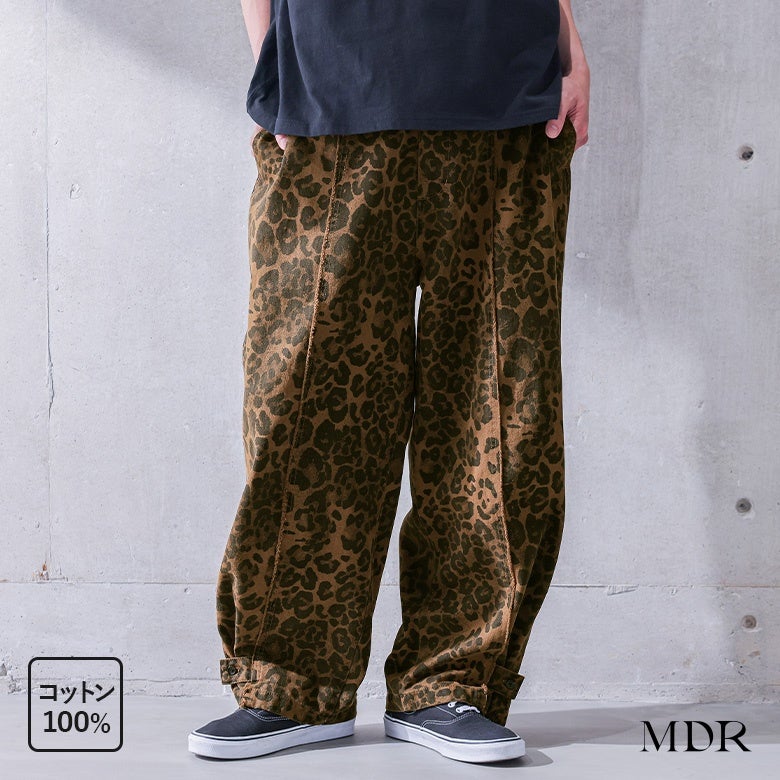 未使用品Oblada FINE PANTS レオパード ヒョウ柄 M ブラウン MDRレオパード2WAYワイドパンツ』
